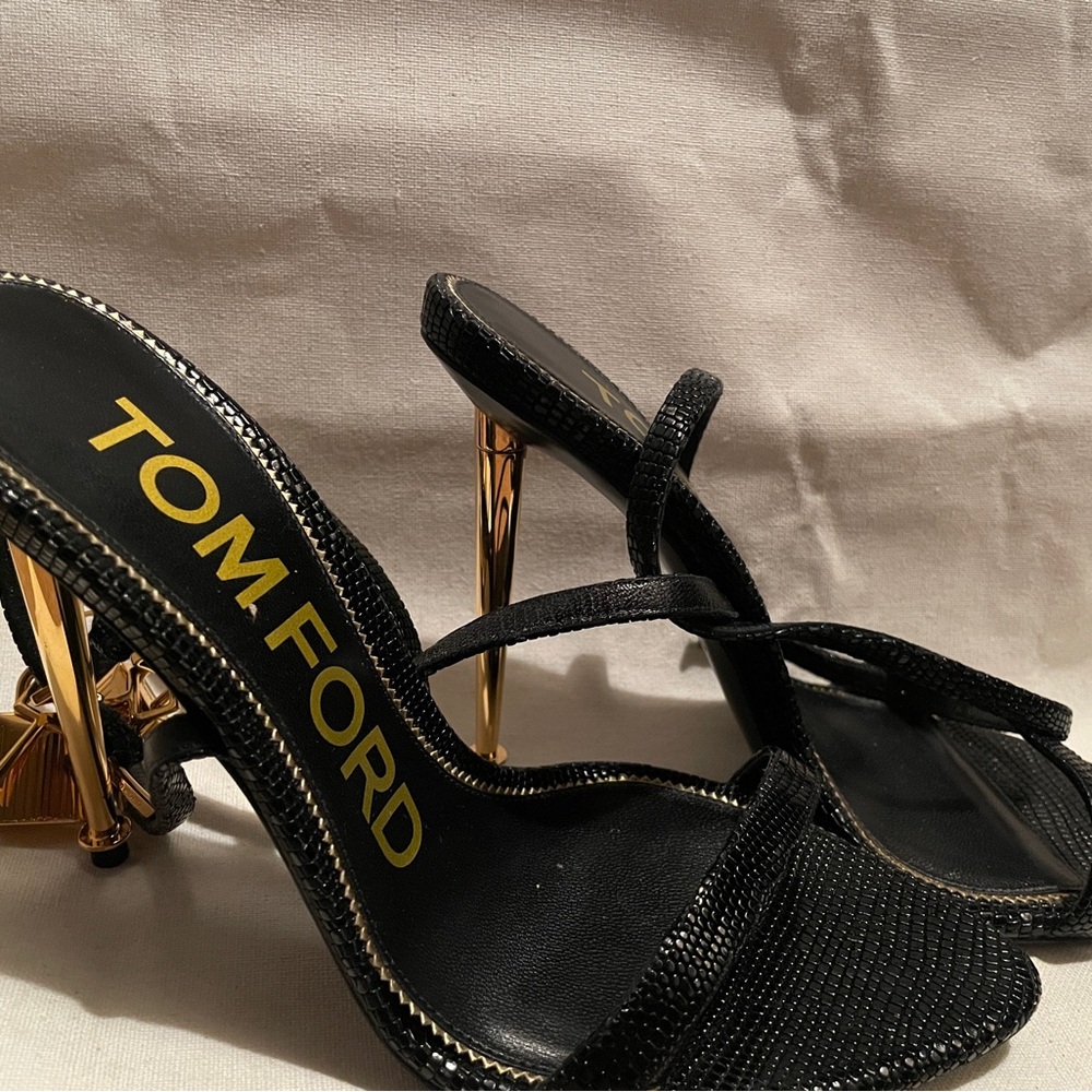 Tom Ford Lizard-Print Lock Sandal 37